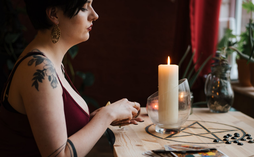woman with cards