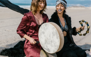 two women near water body